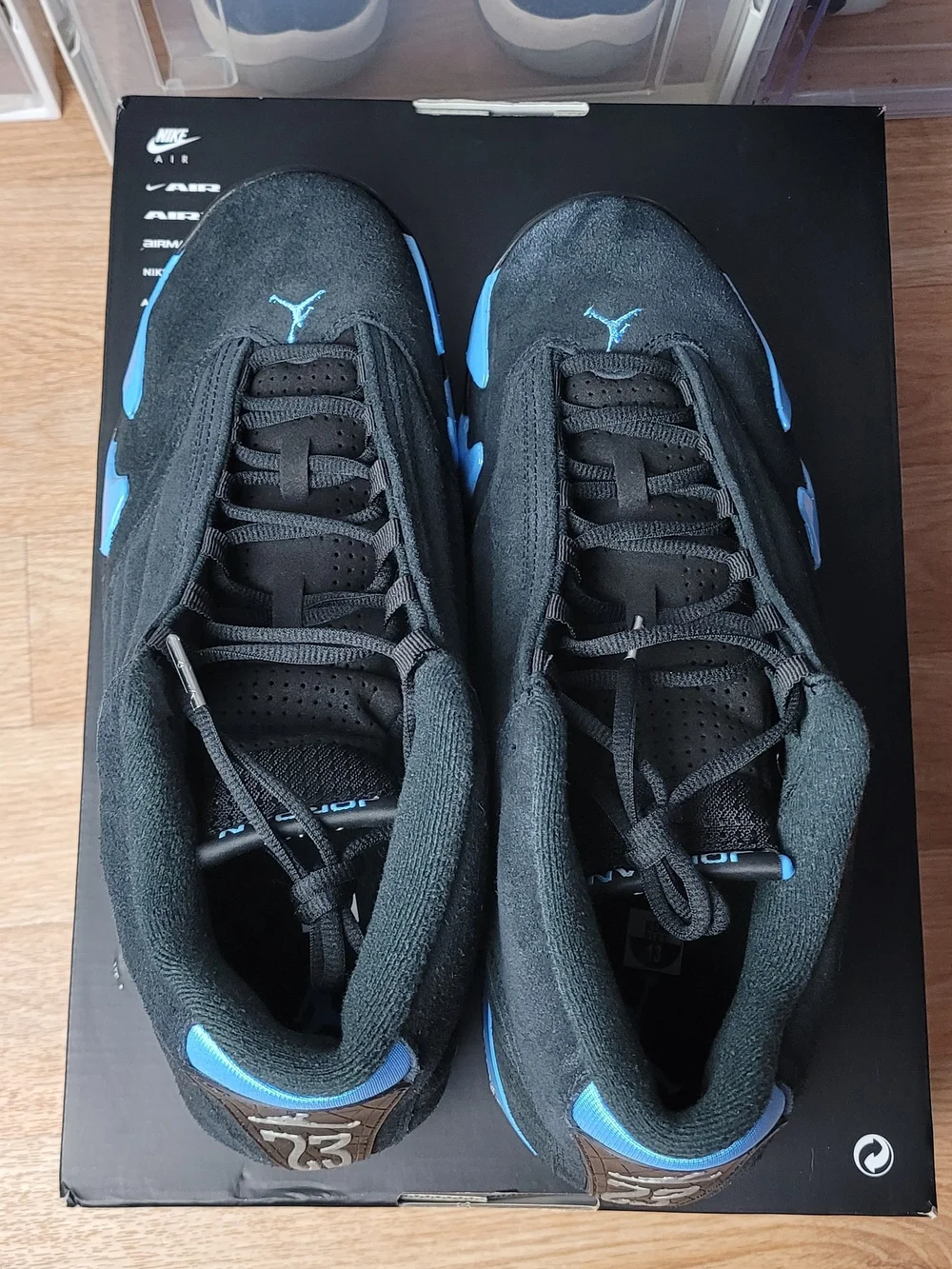 Nike Air Jordan 14 Retro Shoes Black University Blue 487471-007 Men's S 13 NEW